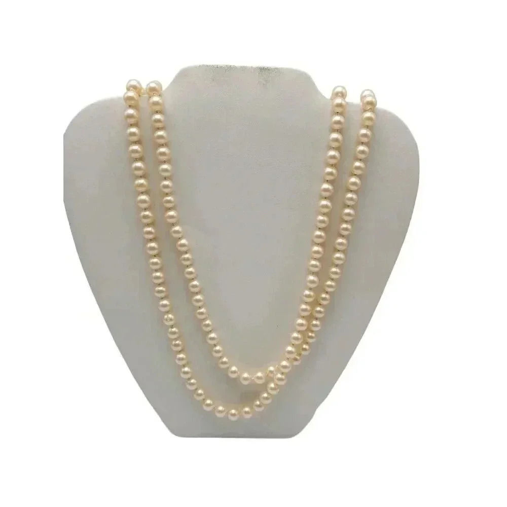 Richelieu Faux Pearl Glass Double Strand Necklace Push Lock Closure Vintage